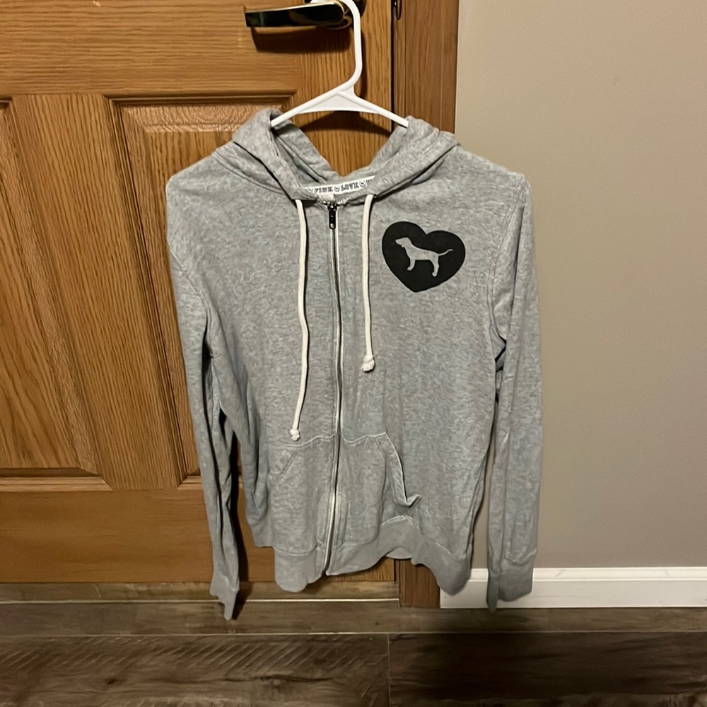 Victoria’s Secret Pink zip-up hoodie. Size large.